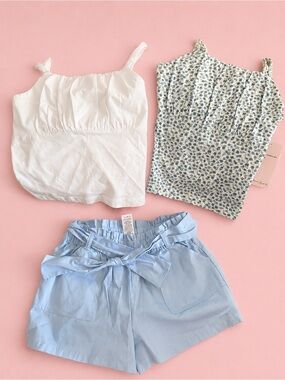 Japna Girls Size 10 Three-Piece Floral Tank Top and Shorts Set NWT